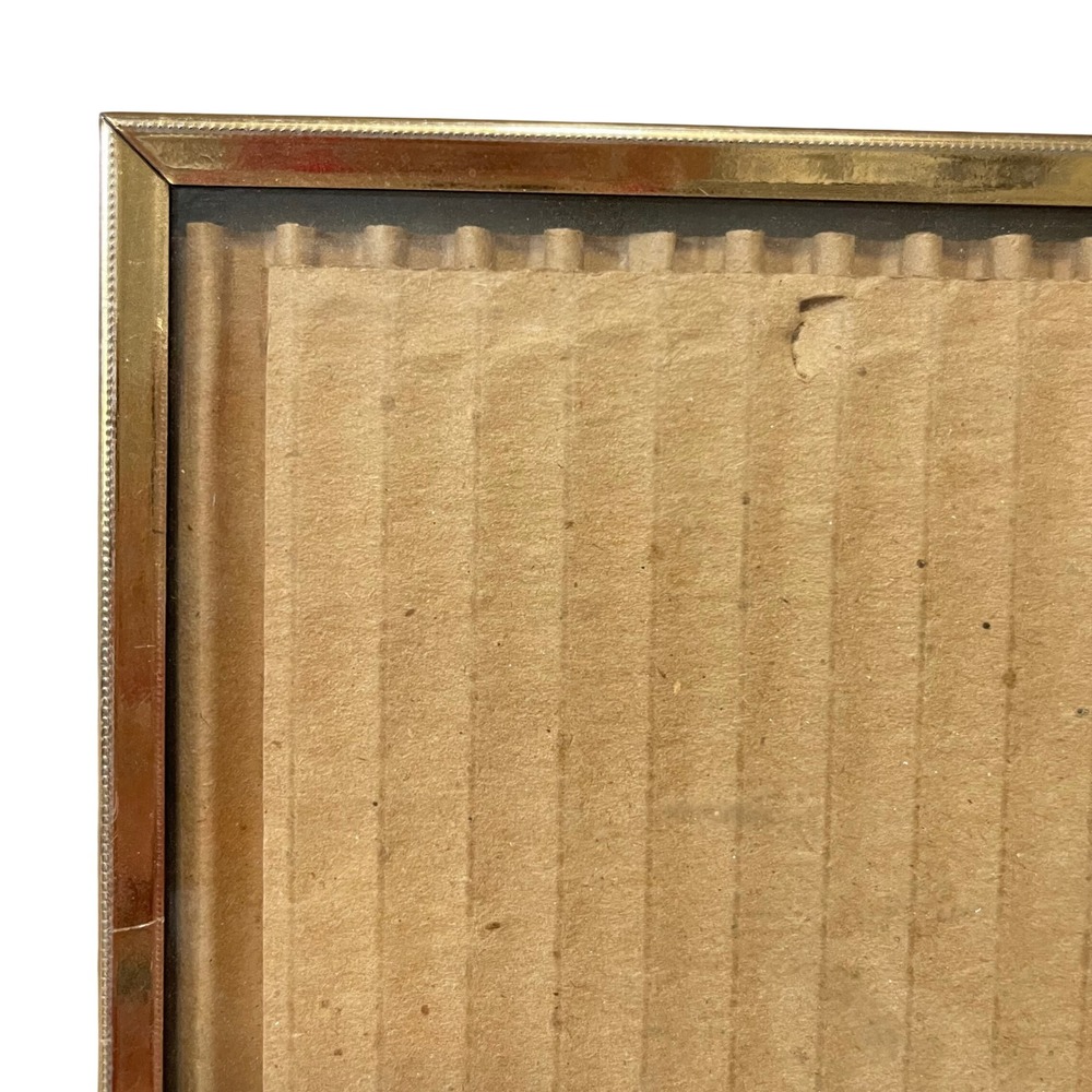 PICTURE PHOTO EASEL FRAME Vtg Brass Filigree Floral Art Nouveau Gold Ornate 5x7